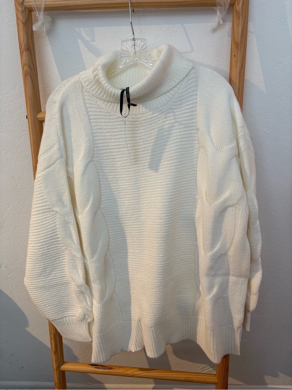 Coco + Carmen Cream Cable Turtleneck Sweater